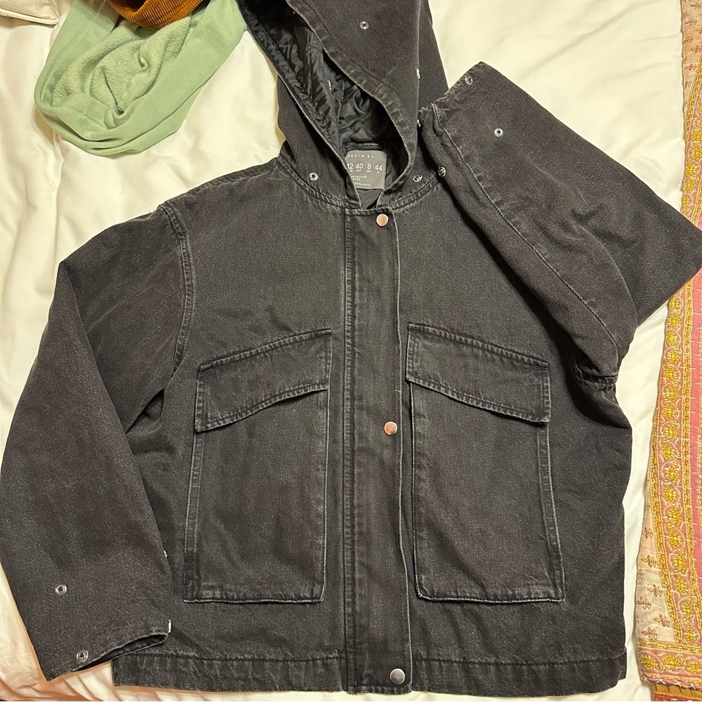 Denim Co Primark Cares Hooded Black Jean Jacket